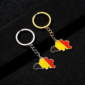 Venta al por mayor estilo étnico de acero inoxidable Billy mapa bandera colgante llavero oro país bandera joyería en material de aleación - Product Image 2