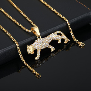 Mano Animal cabeza de guepardo no deslustre Zirconia cúbica no deslustre impermeable Acero inoxidable joyería de moda colgantes hombre - Product Image 4