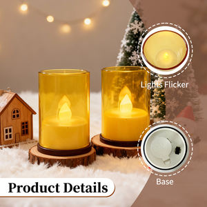 Candela LED a Colonna Piccola Eco-Resistente e Risparmiosa, con Effetto Fiamma Tremolante, Telecomando e Timer, Funzionamento a Batteria, Antivento, Ambra Premium - Product Image 3