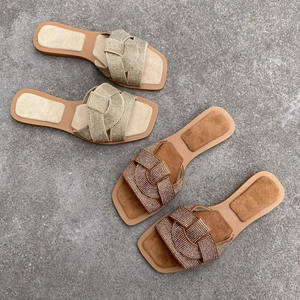 جديد بابوش فام حجر الراين مريح يتوهم أحذية في الهواء الطلق الصيف السيدات صنادل شبشب مسطح للنساء - Product Image 1