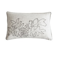 Coussin décoratif lombaire en lin pur brodé Shuying, motif végétal dessiné à la main, pour canapé et lit