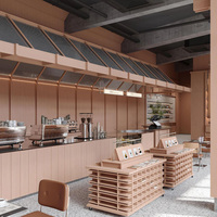 Comptoir de Bar Personnalisé en Bois pour Boulangerie, Café, Vitrine de Présentation avec Éclairage LED pour Magasin de Pâtisseries et Desserts
