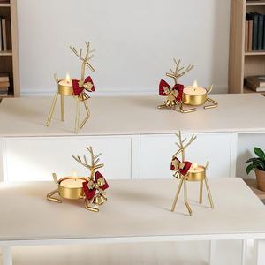 Nuovi Ornamenti Natalizi Cinesi in Metallo a Forma di Alce con Arco Portacandele Vari Stili Atmosferici - Product Image 2
