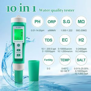 Testeur d'eau numérique YY-1010 <span class=keywords><strong>10</strong></span> en 1 <span class=keywords><strong>PH</strong></span>/TDS/EC/ORP/Température, haute précision 0,01, pour la mesure du <span class=keywords><strong>pH</strong></span> et du TDS/PPM - Product Image 2