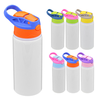 Bouteille d'eau à sublimation pour enfants, 12 oz, avec couvercle à clapet et paille anti-fuite, livraison gratuite, en stock aux États-Unis