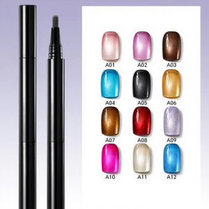Nouveau stylo gel UV magnétique effet œil de chat 3 ml, 12 couleurs, trois en un, effet pailleté, adapté aux salons de manucure et à la réalisation de nail art DIY. - Product Image 1