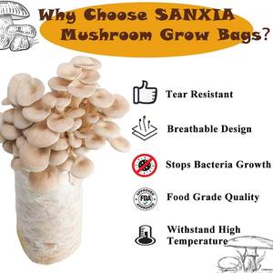Sacos para Cultivo de Cogumelos 390*800mm Extra Fortes Tamanho Grande Respiráveis e Autoclaváveis com Porta de Injeção - Product Image 3