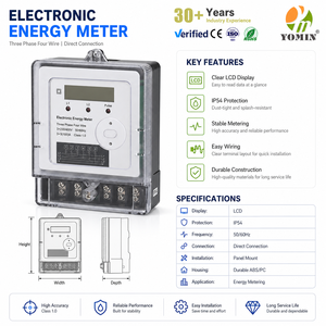 Vente directe d'usine, ISO 9001, 50HZ/60HZ, compteur d'énergie électronique bidirectionnel, affichage LCD biphasé, compteur de puissance, compteurs d'énergie - Product Image 3
