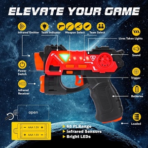 Lazer etiketi Guns Set rozetleri ile çocuklar için kızılötesi Mini lazer etiketi 2 paket lazer etiketi Blaster oyunu 2 oyuncu kapalı açık oyuncaklar - Product Image 6