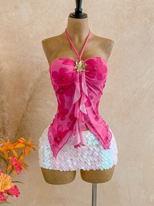 Nuovo Stile Top a Fascia con Spalline Ondulate Spice Girls, Trendy, Aderente, Tinta Unita, Scollo sulla Schiena, Estivo, da Donna, Commercio all'Ingrosso - Product Image 5