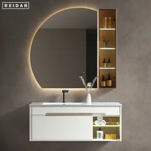 Light Luxury Single Basin Vanity Sink PVC Storage Bathroom Cabinet With Countertop Hand Wash Basin Sink