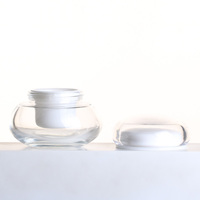 Pot en verre vide de 30g, rond, avec couvercle blanc en forme de champignon, pour crème pour le visage, emballage de pommade