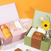 Caja de Regalo Personalizada de Cuero PU para Mujer, Caja de Embalaje Premium Vacía, Caja de Regalo para Novia con Asa y Cinturón con Lazo