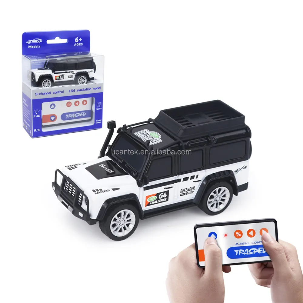 2.4GHz 5CH 1:64 elettrico modello SUV telecomando auto in lega RC Jeeps auto con fari per bambini