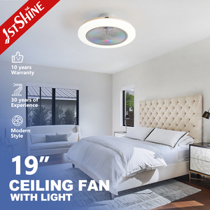 1stshine <span class=keywords><strong>LED</strong></span> ventilateur de plafond intérieur 19 pouces couleur blanche ventilateur de plafond chambre avec lumière RVB - Product Image 1