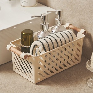 GREENSIDE Cestino portaoggetti <span class=keywords><strong>da</strong></span> <span class=keywords><strong>parete</strong></span> in PVC stile giapponese color crema, capacità 35L, per cucina, articoli <span class=keywords><strong>da</strong></span> toeletta e prodotti per la cura della pelle - Product Image 3