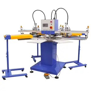 3 Color Rotary Automatic Silk Screen Printing Machine for Garment/T-shirt/Fabric/Textile/Clothes/jute bag/Non-woven bags