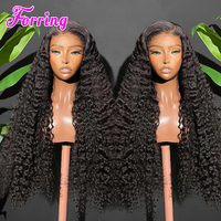 Wig Rambut Asli Manusia 250% Density HD Transparent Deep Water Wave Lace Frontal Wig Brazilian Burmese Curly Lace Front untuk Wanita Kulit Hitam
