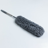 Plumeau télescopique en microfibre - Tête douce grise + Manche en acier inoxydable, idéal pour le dépoussiérage de la maison, de la voiture et des plafonds