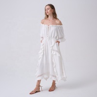Robe longue maxi ample à épaules dénudées à volants en dentelle bohème bohème d'été 2026 pour femmes