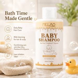 Shampooing Bébé à l'Aloe Vera, au Panthénol et à la Glycérine, Marque Privée, 250ml, Doux, Faible Irritation, Nettoyant pour Cheveux et Cuir Chevelu Délicats - Product Image 1