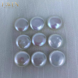 H. Wen 3a Witte Munt Parel, Midden Geboord Gat, 15Mm Paars Roze Platte Ronde Natuurlijke Parel - Product Image 2