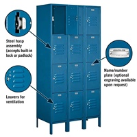 Armoire de rangement métallique robuste en acier bleu à 12 portes, personnalisable, moderne, écologique, pour la maison, la salle de sport, l'école