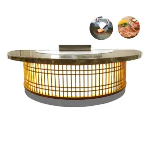 For hotels & restaurant s Gas/electric teppanyaki grill accessory table/teppanyaki cooker 7-12 seats grill tablel