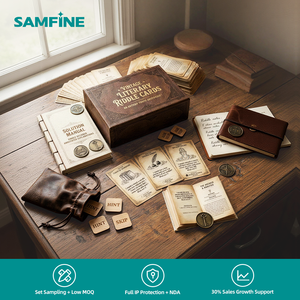 Jeu de société RPG Norse <span class=keywords><strong>Viking</strong></span> <span class=keywords><strong>Saga</strong></span> avec cartes à texture lin et guide, emballage personnalisé écologique - Product Image 1
