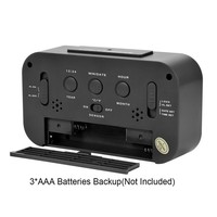Jam Alarm Digital LED, Jam Meja Elektronik Digital dengan Layar Alarm untuk Rumah dan Kantor, Lampu Latar, Fitur Kalender, Jam, Lampu Belakang