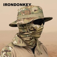 Casquette tactique de randonnée IRONDONKEY pour l'extérieur, été, alpinisme, protection solaire, bord rond, masque facial, ensemble deux pièces