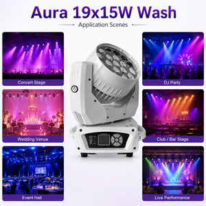ไฟหัวขยับ LED Aura RGBW Wash ขนาด 19x15W อเนกประสงค์ พร้อมซูม สำหรับคลับ คอนเสิร์ต และงานแต่งงาน - Product Image 6