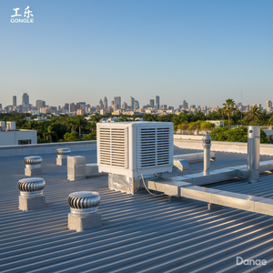 Refroidisseur d'air industriel 3,0 kW 30000CMH à <span class=keywords><strong>sortie</strong></span> d'air descendante, <span class=keywords><strong>climatiseur</strong></span> évaporatif en nid d'abeille, système de refroidissement d'usine à faible coût - Product Image 1