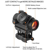 Visée à point rouge de haute qualité Revêtement rouge 11 paramètres de luminosité Reflex Red Dot Scope avec 1 pouce Riser Mount