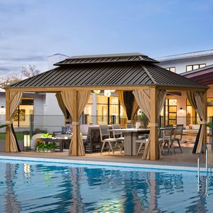 Cổ phiếu mới chất lượng cao bền tùy chỉnh ngoài trời đôi mái kim loại gian hàng khung nhôm vườn hardtop gazebo - Product Image 4