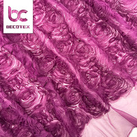 Tissu de dentelle de haute couture en tulle brodé floral 3D 100% polyester 2026