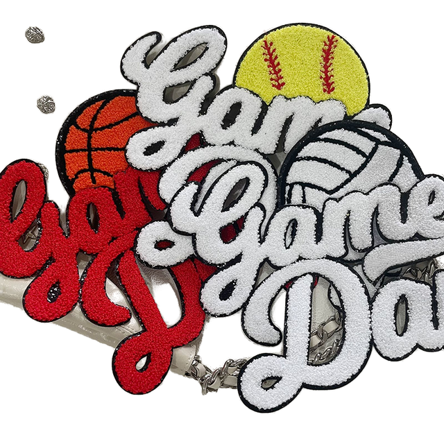 Custom Game Day Chenille Patch Varsity Style School Spirit Badge For Jacket Hat