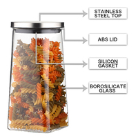 Ensemble de 3 pots de conservation en verre borosilicate avec couvercle, ensemble de bocaux en verre, récipients de conservation en verre pour la cuisine