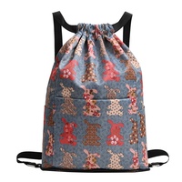 Sac à dos pliable tendance avec impression intégrale, imperméable, pour la gym, les voyages, et les activités de plein air, sac à cordon décontracté