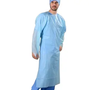 Venda quente descartável laboratório médico isolamento protetor vestido CPE