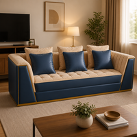 Canapé d'angle moderne de luxe italien YUANCHANG en velours capitonné et cuir, avec structure en acier inoxydable, convertible en lit, garantie 3 ans pour salon