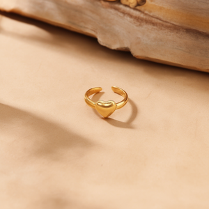 Fashion <b>Rings</b> Heart Shape 316L Stainless Steel PVD Gold Plating Adjustable For Women Men - Product Image 3