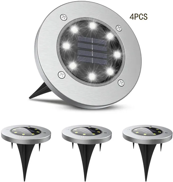 8LED A Terra Solare Luci del Giardino Solar Powered Disco Lights Pathway Deck Luce del Riflettore Sepolto Solare ha condotto la Lampada Decorazione del Giardino