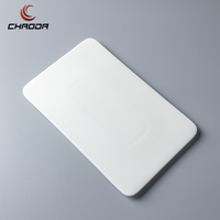 Assiette plate rectangulaire blanc pur design moderne thé de l'après-midi Banquet Dessert Snack Assiette à steak Porcelaine Céramique Pack Usage domestique
