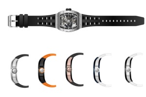 Men's Tonneau <b>Skeleton</b> Tourbillon Mechanical <b>Watch</b> 316L Stainless Steel Case FKM Fluoroelastomer Strap 5ATM Water Resistant - Product Image 6