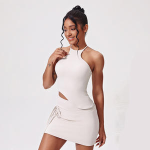 ชุดกระโปรงแฟชั่นสำหรับผู้หญิงชุด2ชิ้นสุดเซ็กซี่หรูหราป้องกันแสงสะท้อนพร้อมกระเป๋าชุดกระโปรงใส่เล่นเทนนิสดีไซน์ DCK-965 - Product Image 4