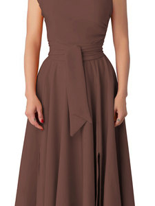 IStapromo Regalos: Vestidos de Verano de Tallas Grandes para Mujer, Casuales, Sin Mangas, Cuello Asimétrico, Color Sólido, Cintura Alta, Línea A, Maxi, ¡Venta Caliente! - Product Image 4