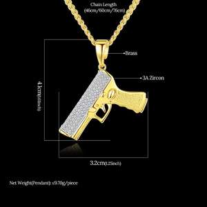 قلادة رجالي بتصميم جديد من JINSE, قلادة رجالي بتصميم شخصية من أحجار الزركونيا المكعبة ، قلادة مزدوجة مطلية بالذهب - Product Image 5