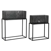 Ensemble de 2 pots de fleurs en métal 60x22x70 NOIR