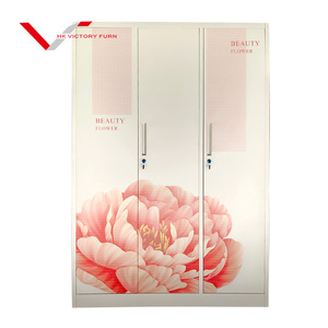 ארון בגדים בבית חדר שינה ריהוט פלדה אלמירה lemari pakaian besi ארמיו ארון הדפס מתכת 3 דלת ארון עם מראה - Product Image 2